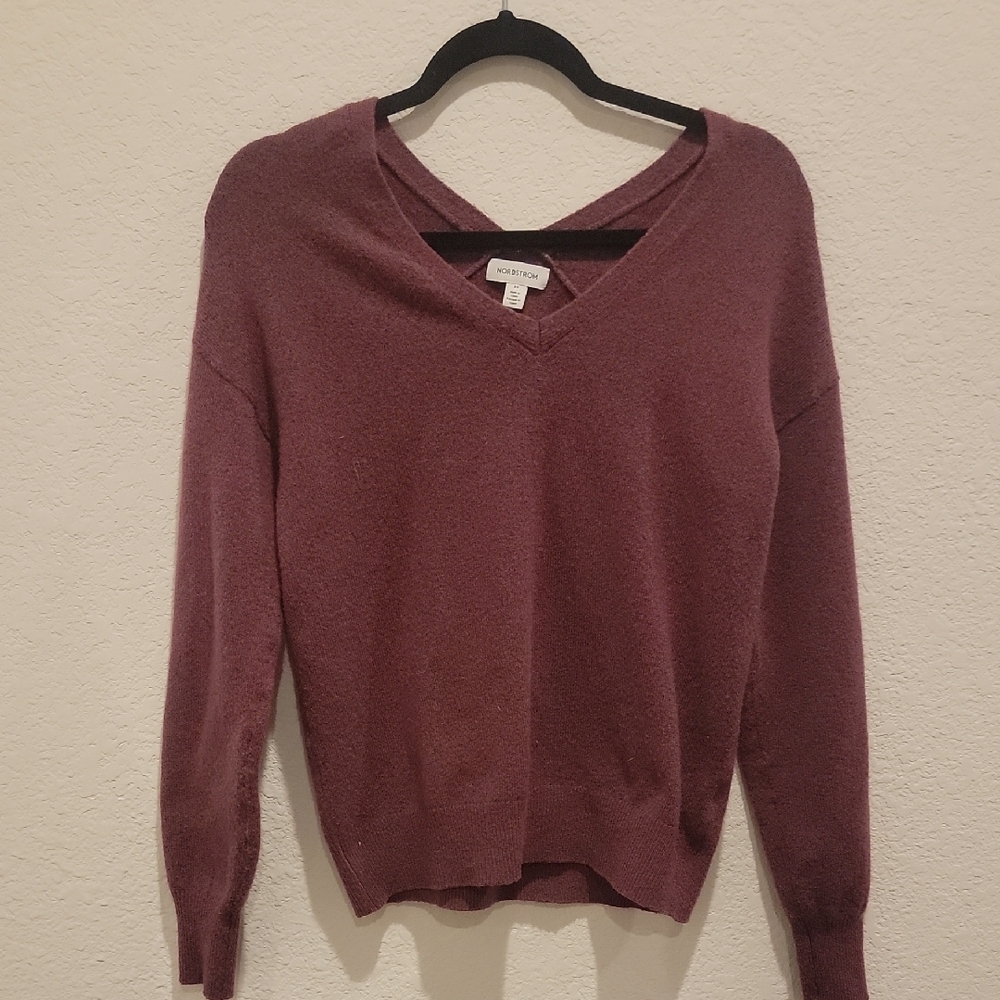 Nordstrom V-Neck Sweater in Plum